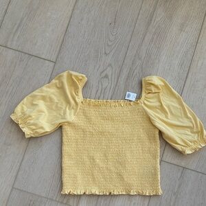 GAP Kids Yellow Smocked Puff Sleeve Blouse
